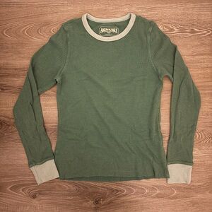 VINTAGE Y2K American Eagle Long Sleeve Green Sage Thermal Top Fitted